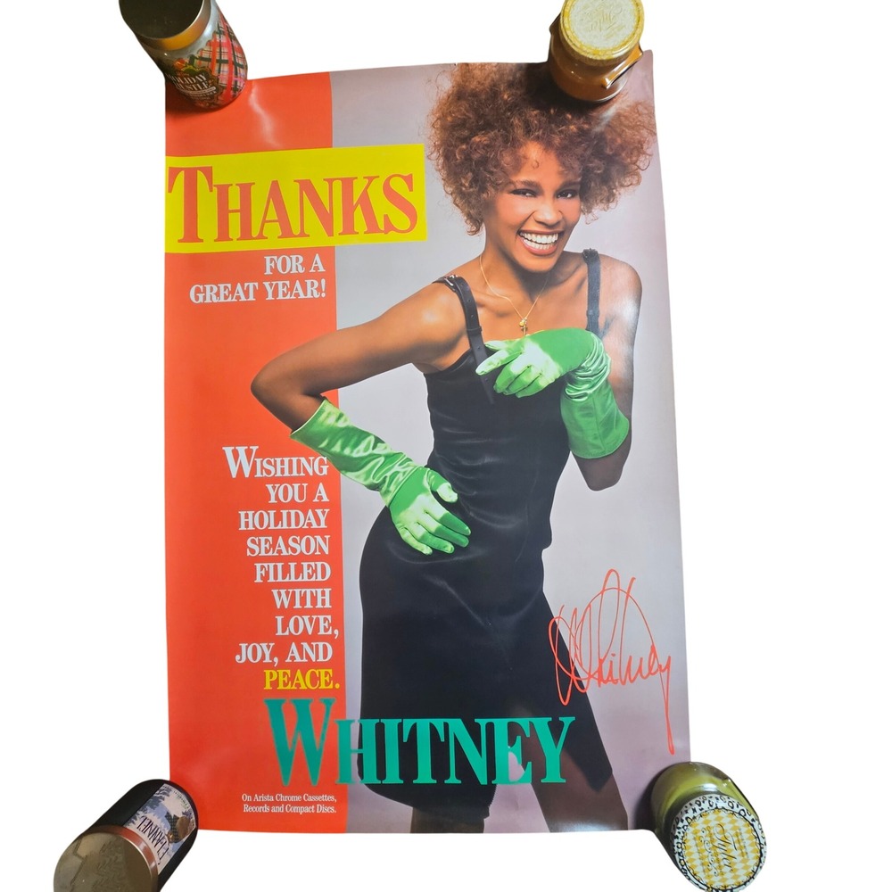 Whitney Houston‎ Thanks Holiday Season Vintage 1986 Promo Poster 24x36 Arista